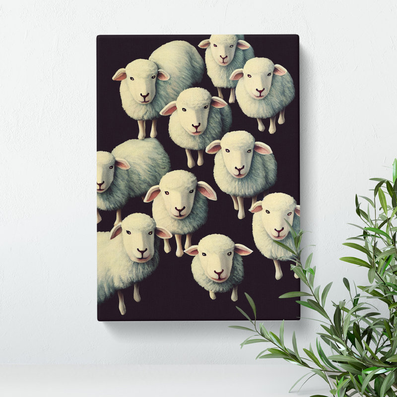 XC1022-1748X Curious Sheep - Wrapped Canvas Print, 60cm H x 40cm W x 3cm D