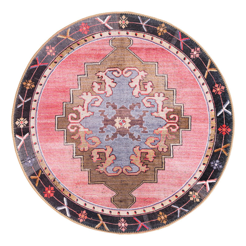 Glessite Chenille Geometric Indoor Rug, Round 3'6"