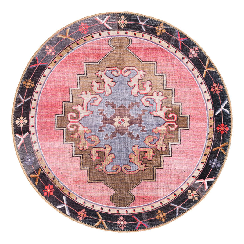 Tapis rose Glessite, Rond 3 pi 6 po