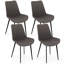  Ensemble de 4 chaises de salle à manger avec pieds et sièges rembourrés en métal pour salle à manger gris-957609883
