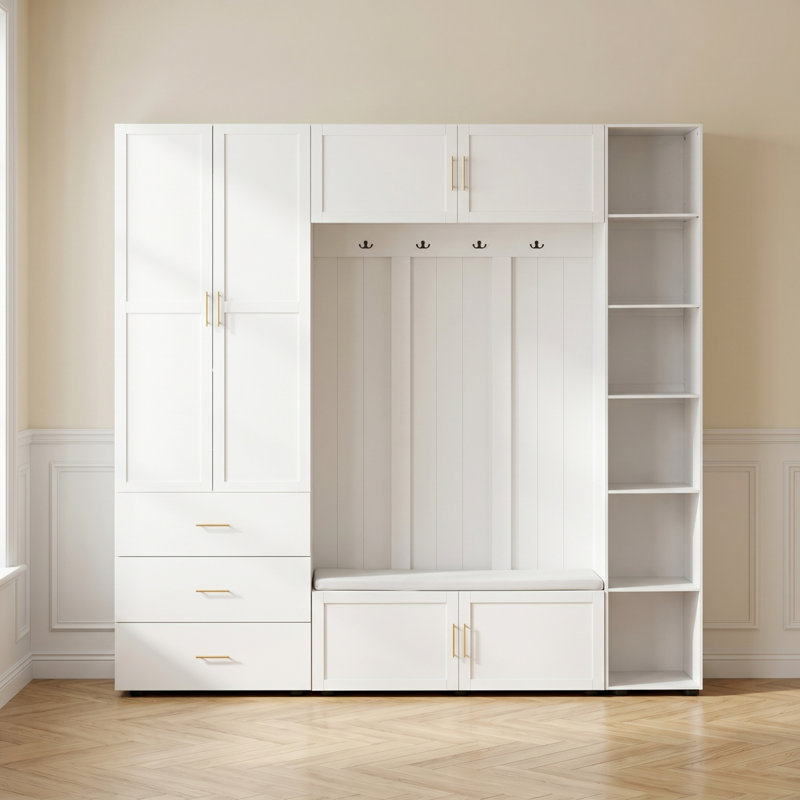 4-in-1 Hall Tree, Ancient White