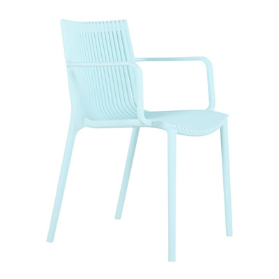 4Pcs All-Weather Stackable Plastic Armchairs With Ergonomic Design, Blue, -, High Load Capacity, Non-Slip Foot Pads, For Patio Makeovers 4 Piece Blue Hue, Last - Minute Seating In Commercial Cafes