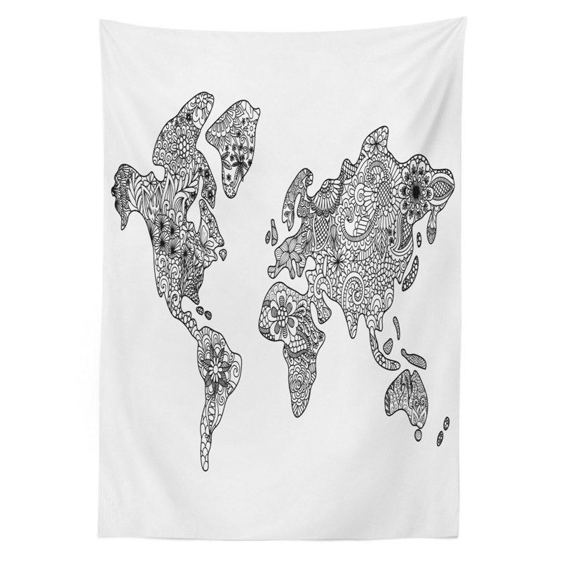 World Map Tablecloth, 70" x 52"