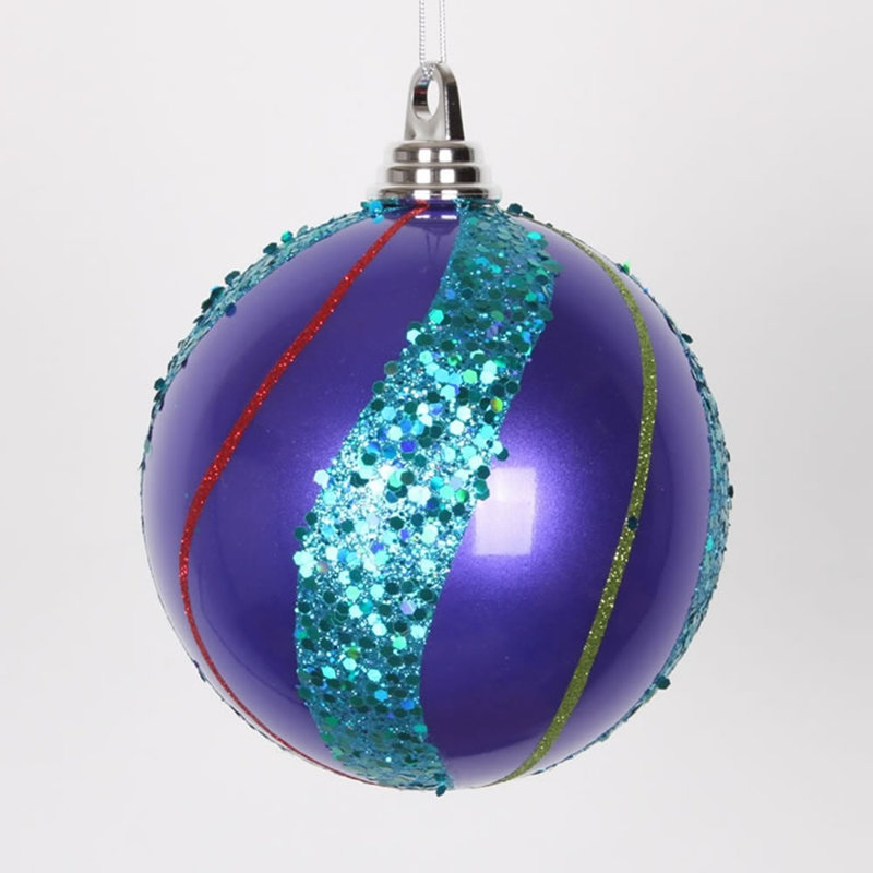 Ornement de boule de paillettes de bonbon, Mauve / turquoise / cerise / rouge / lime