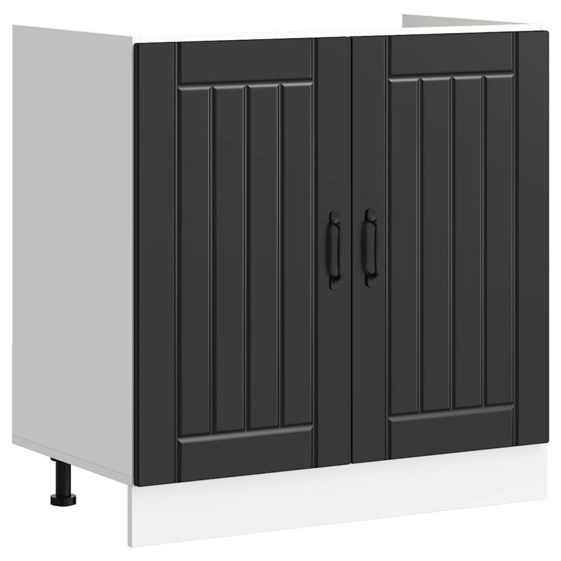 Sink Base Cabinet Lucca High Gloss Engineered Wood, Black