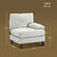 Module de fauteuil modulaire droit crème blanc avec pieds en bois et ressorts ensachés pour module de chambre à coucher gracieuse, blanc