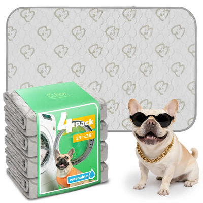 FXW Washable Pee Pads for Dogs, Puppy Pads with Super Absorbent, Specifically Designed for 36inch Cages, 23" x 35" Rectangle, Khaki, 4 Packs