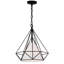 Luminaire suspendu 1 lumière vers le bas avec finition noire - pour la salle à manger, la cuisine, le vestibule - compatible avec la DEL E26 - hauteur réglable, conception à cage géométrique-331126665