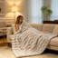 Faux Rabbit Fur & Flannel Weighted Throw Blanket, Ultra Soft & Cozy for Bedroom Living Room Décor -125314517-125314519