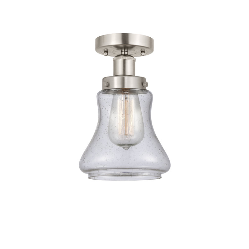 Plafonnier semi-encastré en verre Cahuilla, Nickel satiné brossé, Bullé