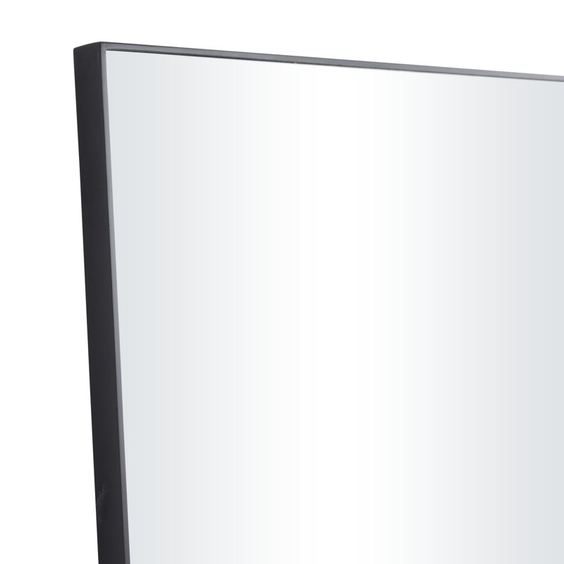  Minimalist wooden wall mirror with thin frame, Noir, 36 po x 24 po