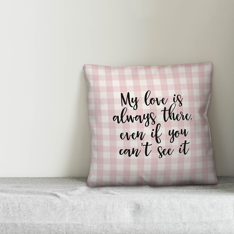 Plaid Throw Pillow, Pink/Black, Pillow Cover