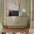  Modern Luxury 63'' Champagne Silver Sunburst Carved Sideboard with Faux Marble Top, 4-Door Storage Cabinet with Gold Handles & Soft-Close Hinges, Buffet Console for Dining Room Entryway Living Room-298871422