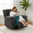 Manual Reclining Chair With Overstuffed Cushions, Soft Corduroy Fabric Single Sofa For Living Room, Home Theater, Dark Gray