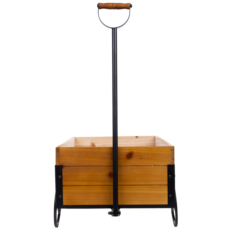 WOODEN AND METAL TROLLEY WITH DRAG HANDLE