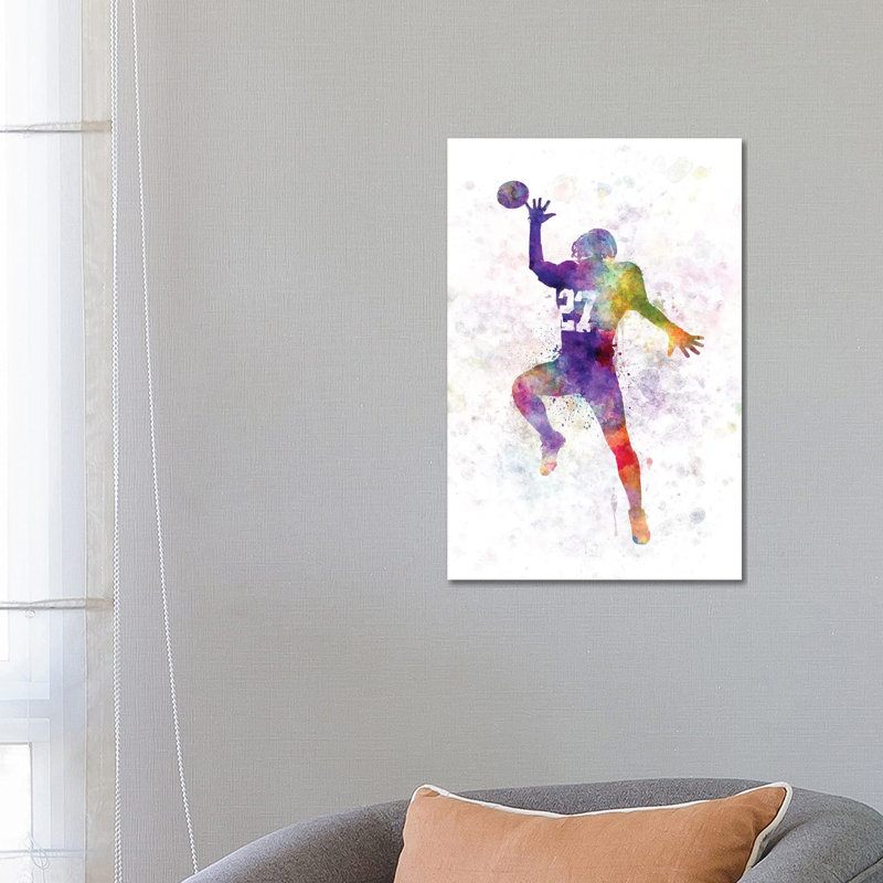American Football Player Catching Receiving I 1 Piece Wrapped Canvas Wall Art, 66.04 cm H x 45.72 cm W