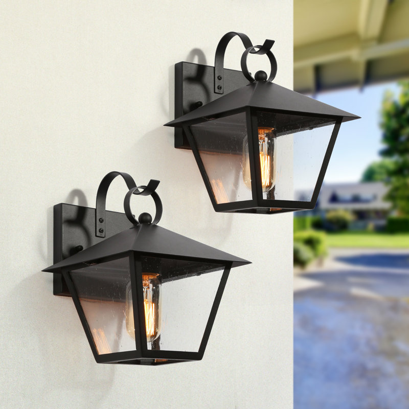 Lanston Modern Black Outdoor Sconce Wall Light(Set of 2)