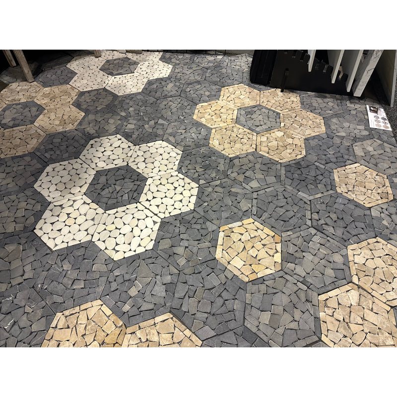 Mosaïque plate grise alvéolée 9,84 po x 11,81 po