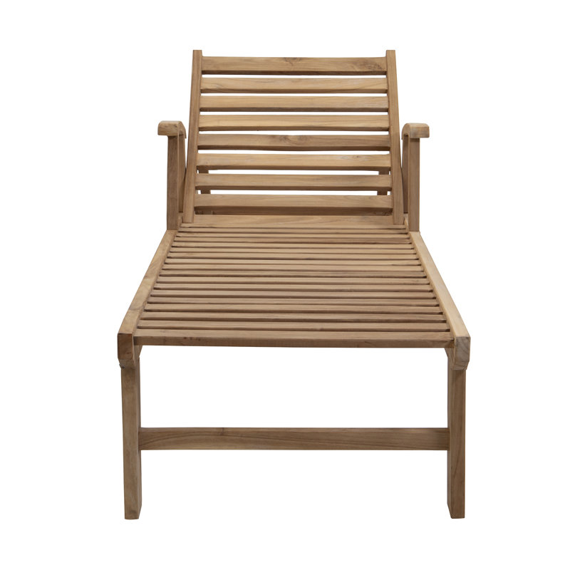 Huntington Outdoor Teak Chaise Lounge, Canvas Regatta Sunbrella® Canvas