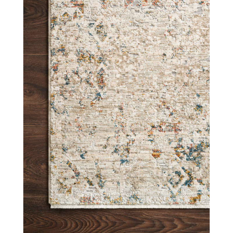 Tapis beige à motif géométrique Fuhrman, Rectangle 6 pi 7 po x 9 pi 6 po