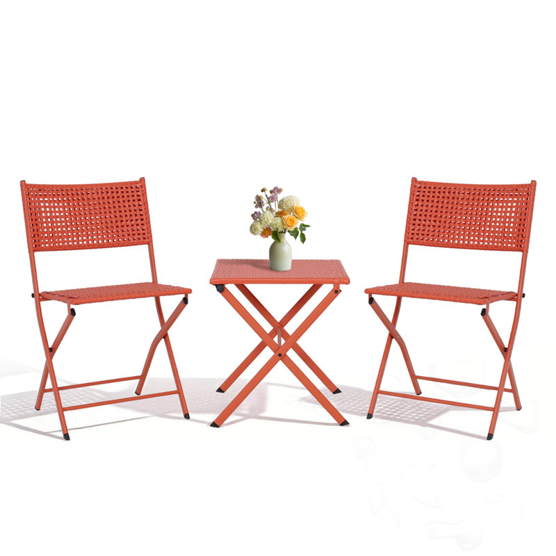 Ensemble bistro 3 pièces avec table, Orange-rouge, Orange-rouge