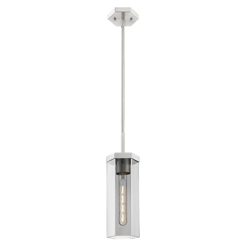 Downtown Urban - Blakeley - Luminaire suspendu 1 corde 5 po, Gris fumée clair, Nickel satiné