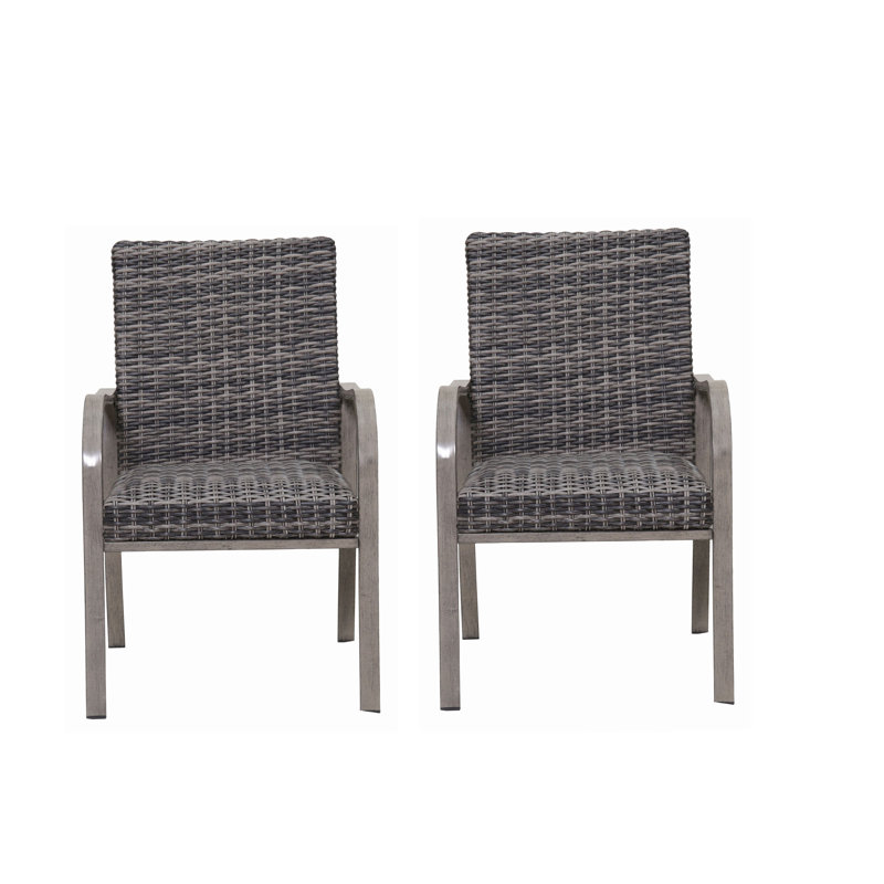 2PC Outdoor  Dining Chair, Hand -painted frame, water washed cotton  Seat for Garden, Backyard, Poolside