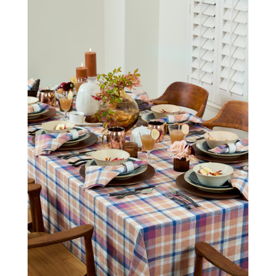 Fall Flavors Madras - 100% Pure Linen Tablecloth