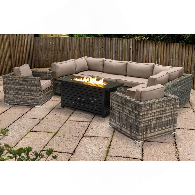 Ensemble modulaire d'extérieur 9 pièces avec table et coussins pour foyer