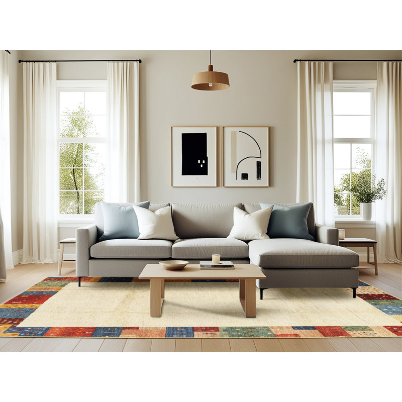 Tapis brun/vert/gris zone contemporaine, Rectangle 6 pi x 9 pi
