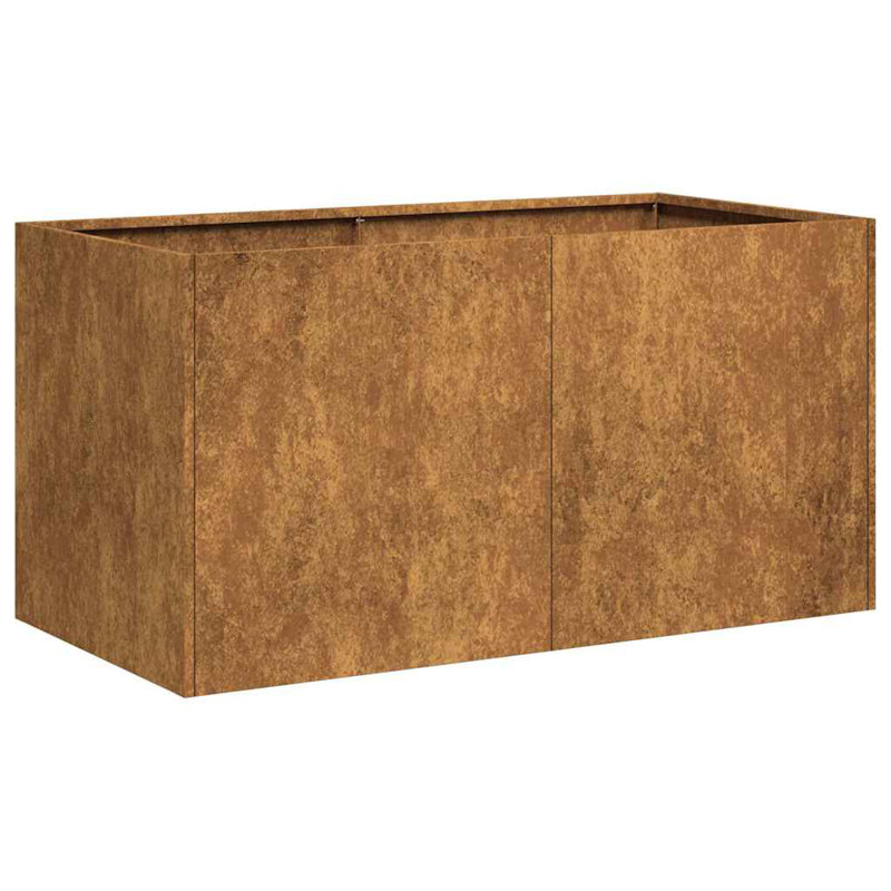 Metal Planter Box, Brown, 15.75" H x 31.50" W x 15.75" D