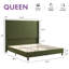 Lit tapissier en velours côtelé grand format Wauson Crofford avec tête de lit haute de 63 po et pieds en bois massif, vert-1554600669-1559884729