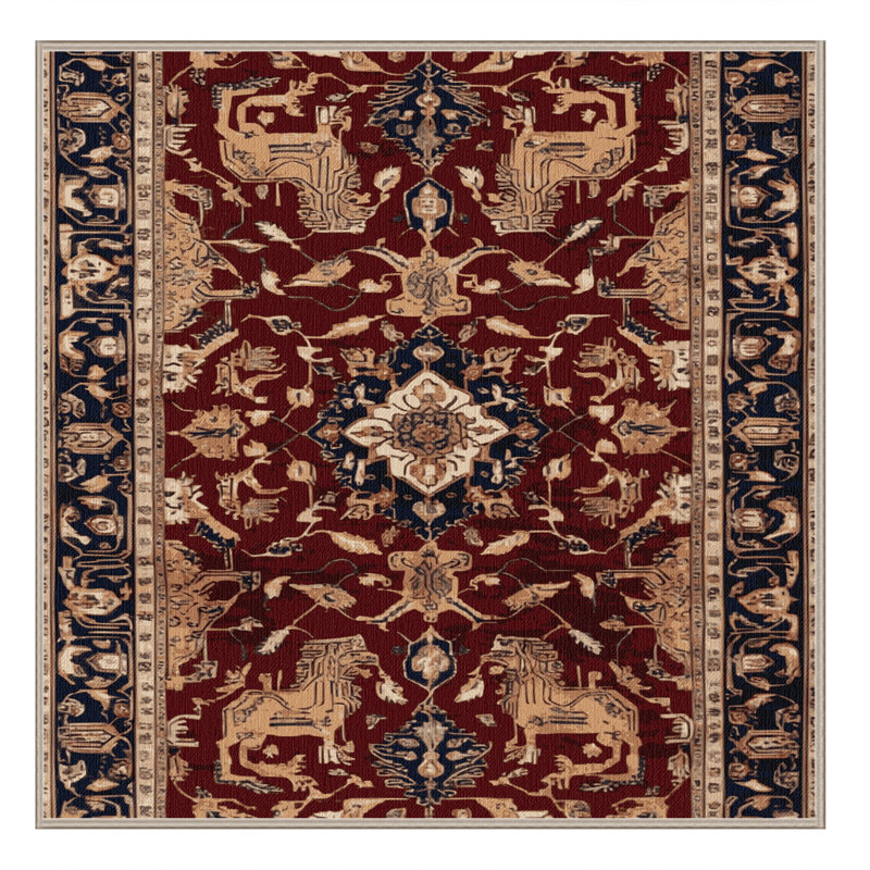 Machine Washable Persian Brown Area Rug, Square 5'