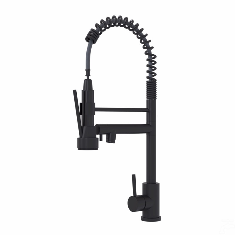 19" Single Handle Kitchen Faucet, Matt Black