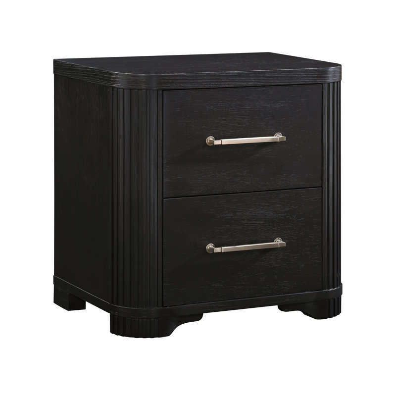 Table de chevet moderne à finition gris anthracite avec tiroirs en queue d'aronde - Table de chevet élégante de style moderne | Idée de cadeau