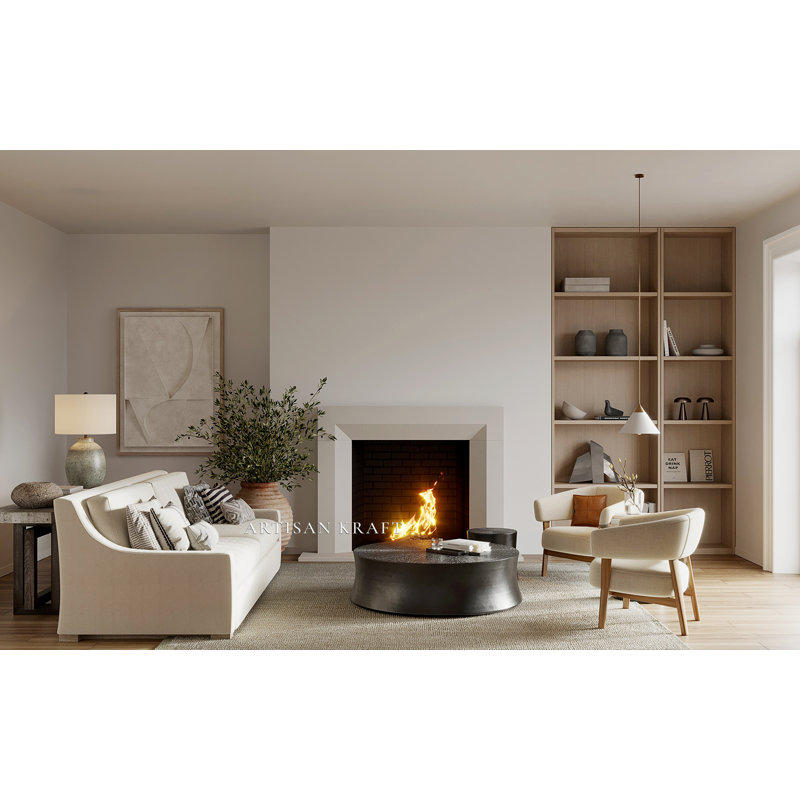 Encadrement de cheminée biseauté en pierre, Beige, H 54 po x l 72 po x P 6 po