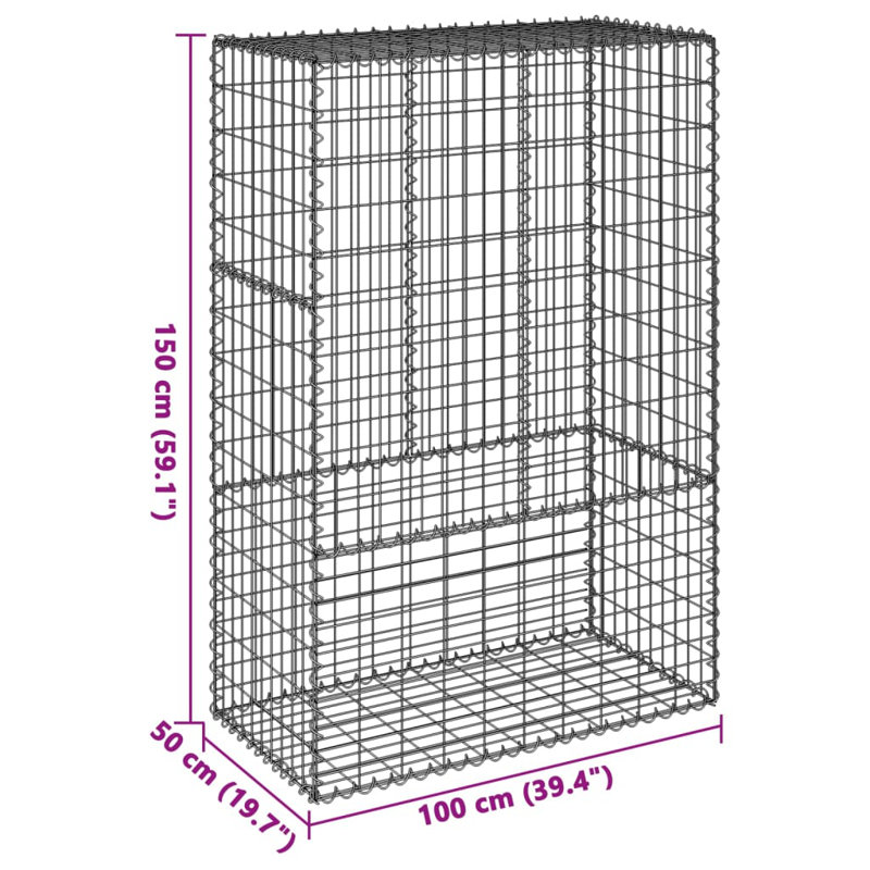 Chanah Stainless Iron Wire Fence Panels, 150cm H x 100cm W x 50cm D