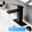 Bathroom Faucet With Waterfall Feature, Matte Black, Deck Mounted, One Hole, Single Handle, Pop Up Drain, Supply Lines, Control, Geometric Design, Side , Cartridge Valve Black Sink Tap Waterfall,