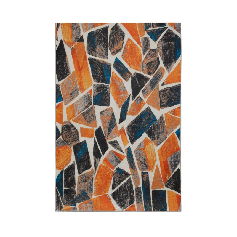 Soft Hall Carpet 2.6 x 4.9 Feet | 100% Polyester, 0.04 in Pile Height | Antibacterial, Non-Slip Underside | Woven with 3D Digital Printing | Machine Washable | Durable & Stylish for Entryways & Living Rooms