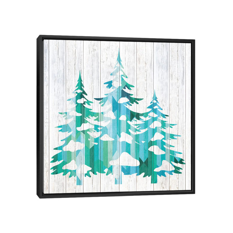 " Snowfall Pines " by 5by5collective, 26" H x 26" W x 1.5" D, Black Framed Canvas, No Matte