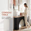 Console moderne minimaliste avec base en arche noire et plateau en bois naturel - canapé d'entrée de 66 po