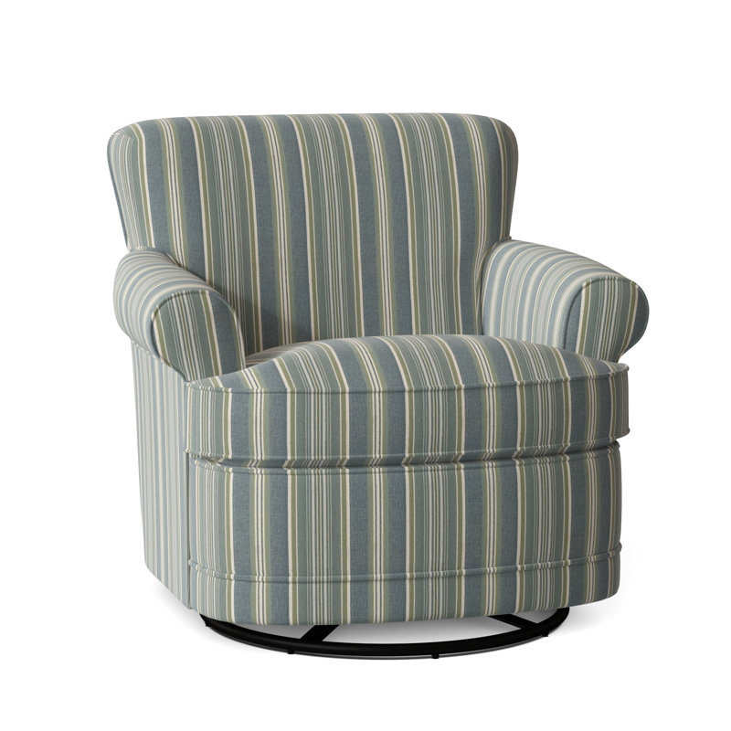 Maxton Swivel Armchair, Green and Blue Stripe; 0252-54