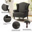 Fauteuil d'appoint à oreilles en lin gris foncé avec accoudoirs roulés et pieds en bois massif Duward (ensemble de 2)-628223105