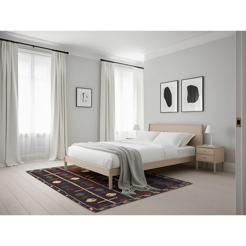 Tapis traditionnel bleu / beige, Rectangle 5 pi x 7 pi