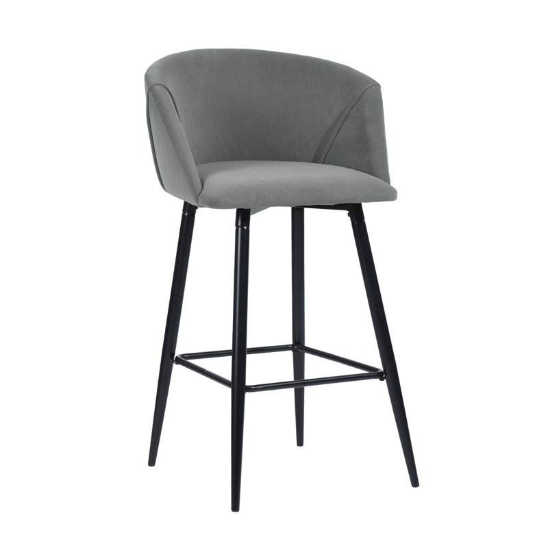 Fryman Upholstered Counter Stool with Metal Frame, Grey