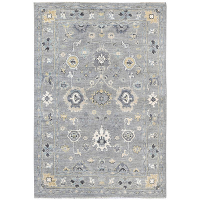 Tapis unique gris clair / crème 4 pi x 5 pi 10 po