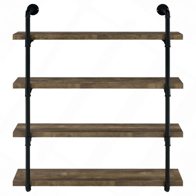 Modern Floating Shelves, Black And Rustic Oak Wall Shelf