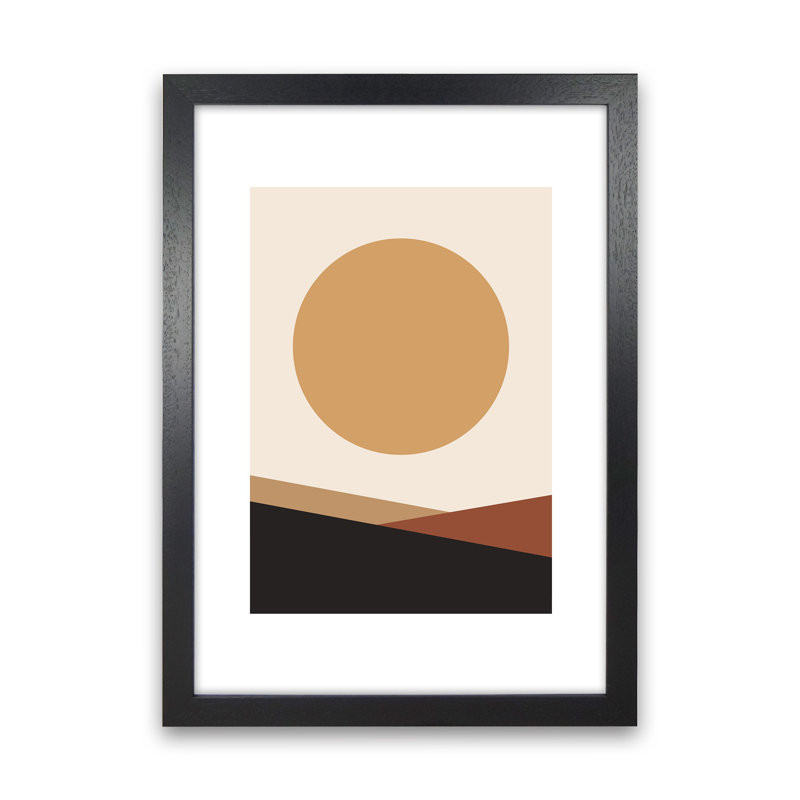 Mica Sand Big Sun N17 by Pixy Paper - Print, 29.7cm H x 21cm W x 3cm D, Black Framed