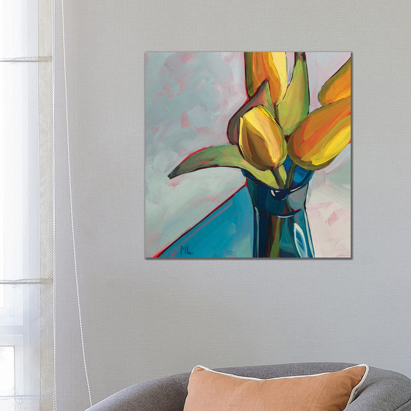 Tulips by Mónica Linares - Wrapped Canvas Painting, 66.04 cm H x 66.04 cm W x 1.91 cm D