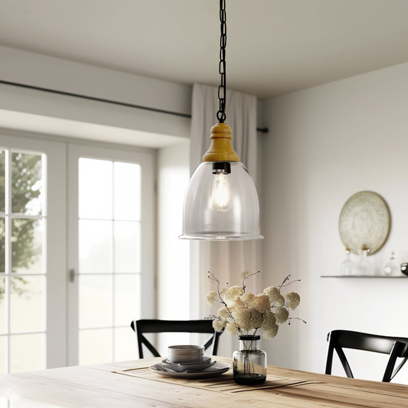 Luminaire suspendu en bois 1 lumière Aashka